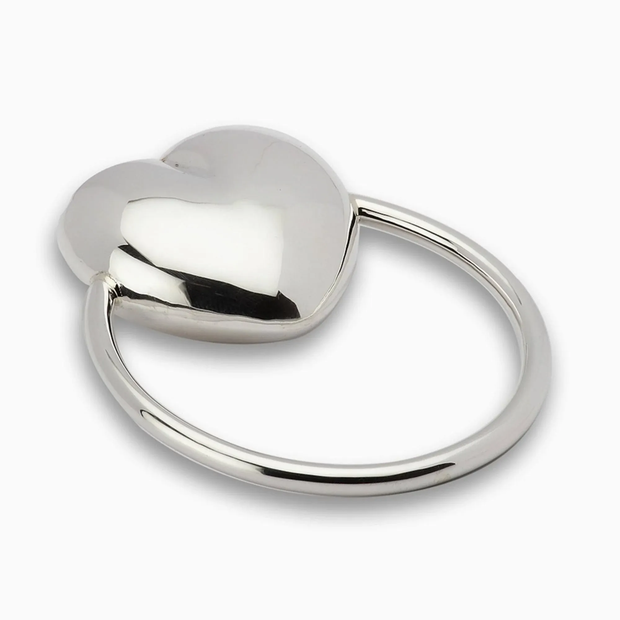 Ring Heart Sterling Silver Baby Rattle