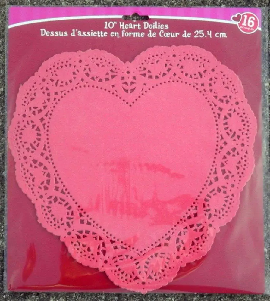 16 Large Red Heart Shaped Doilies