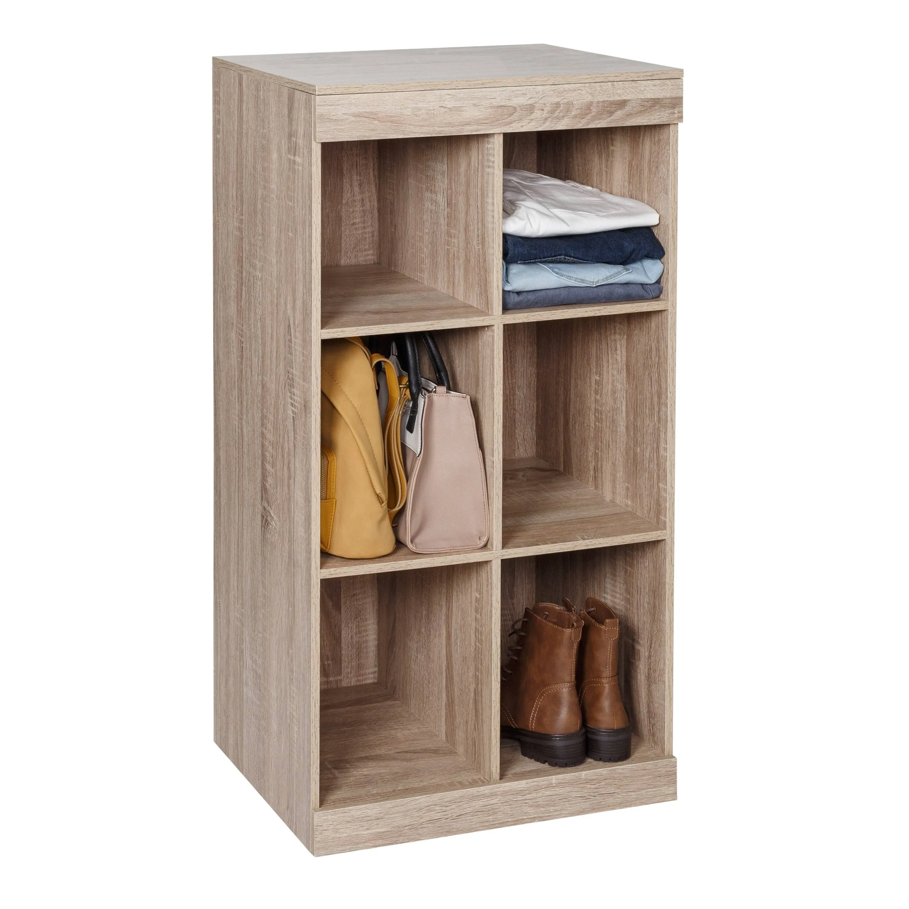 Honey-Can-Do Wood 6-Compartment Cube Organizer, Oak