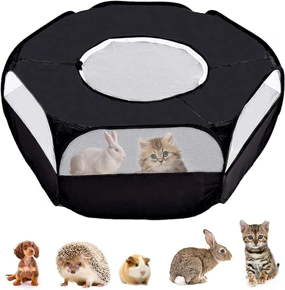 LISINAN Small Animals Playpen, Breathable & Waterproof Pet Playpen Cage Tent with ...