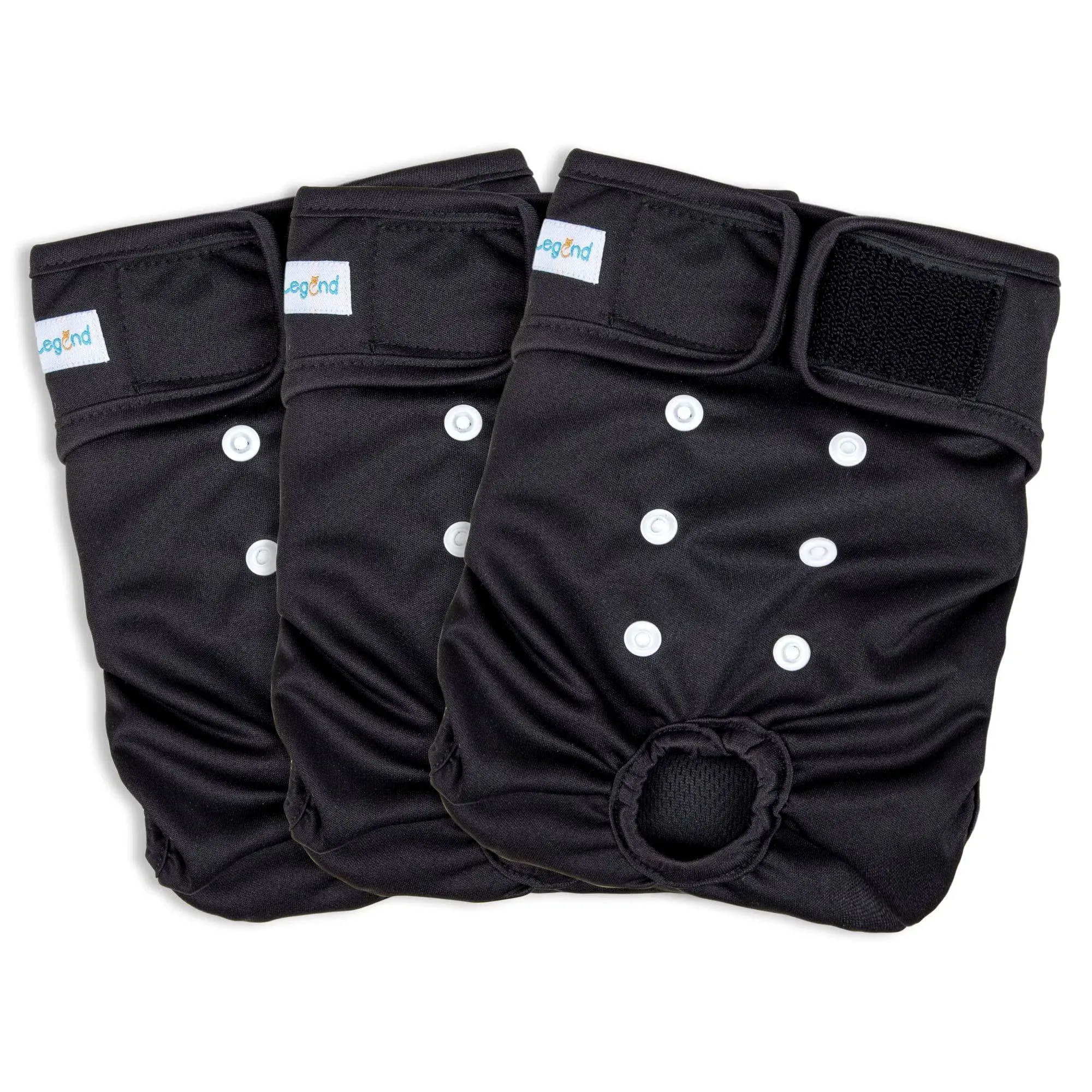 Paw Legend Reusable Female Dog Diapers(3 PACK,Black,Large)