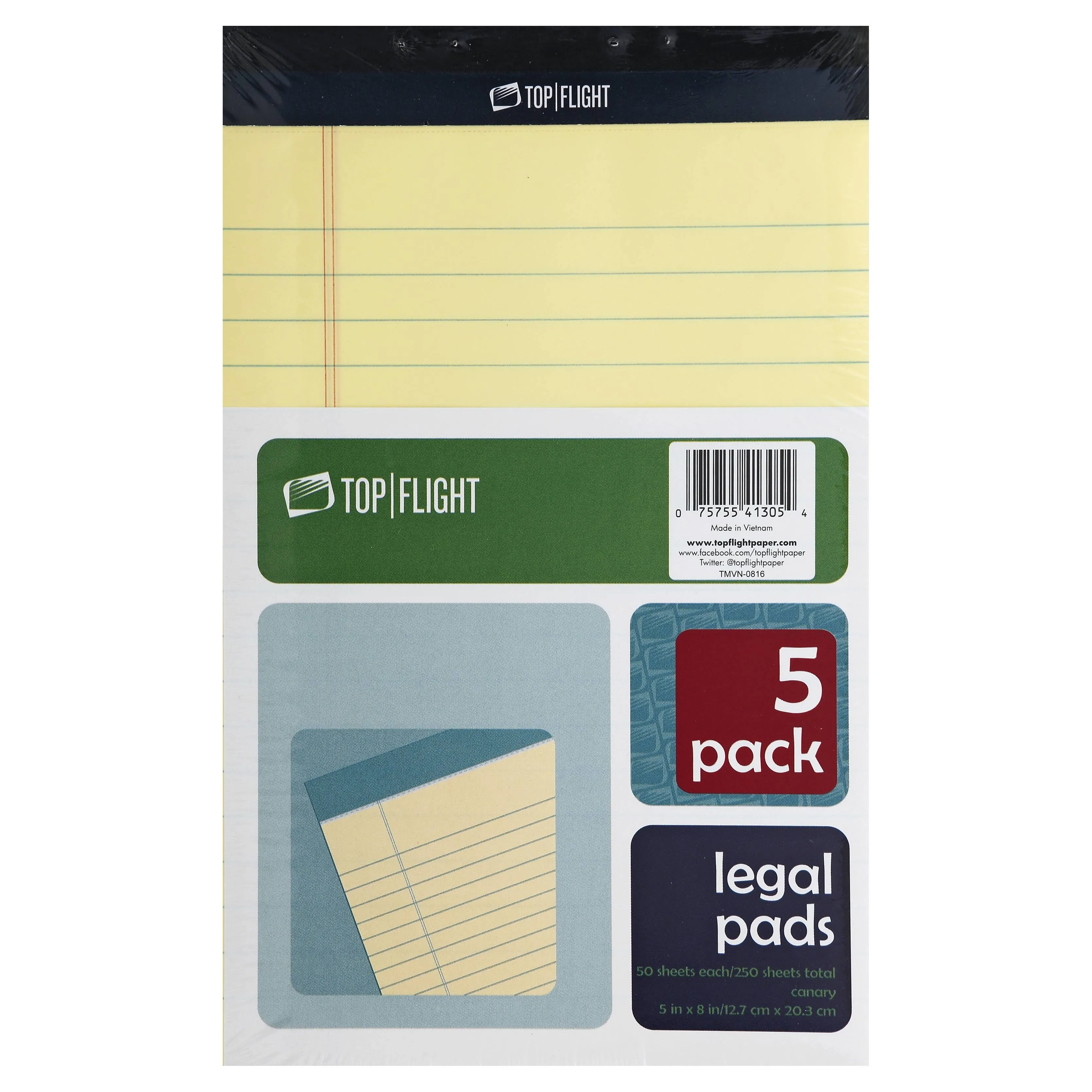 Top Flight Legal Pads, Canary - 5 count