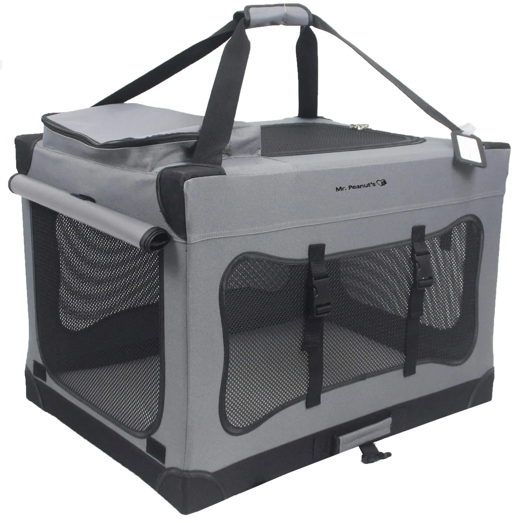 Mr. Peanut's Soft Sided Portable Pet Crate with Lightweight Aluminum Frame