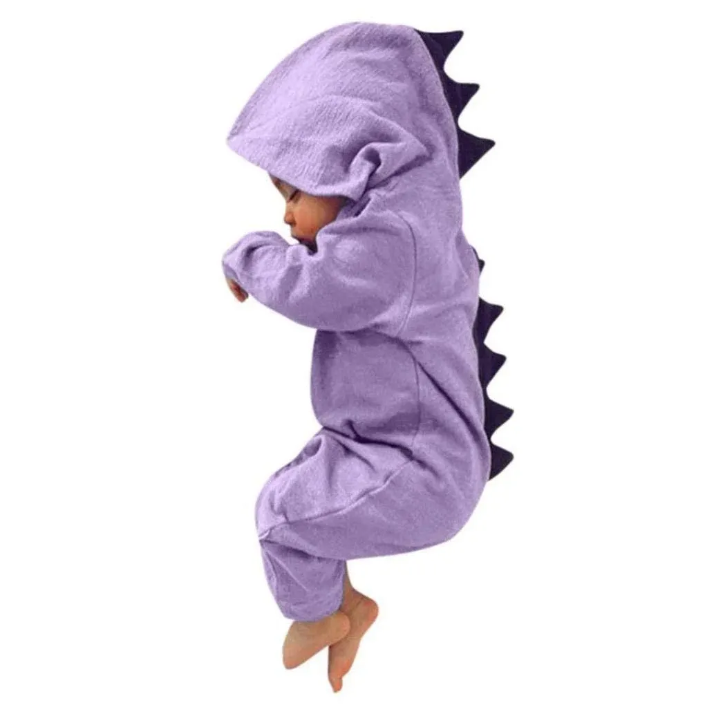 CKLV Baby Boys Girls Cartoon Dinosaur Long Sleeve Hooded Romper Jumpsuit Outfit ...