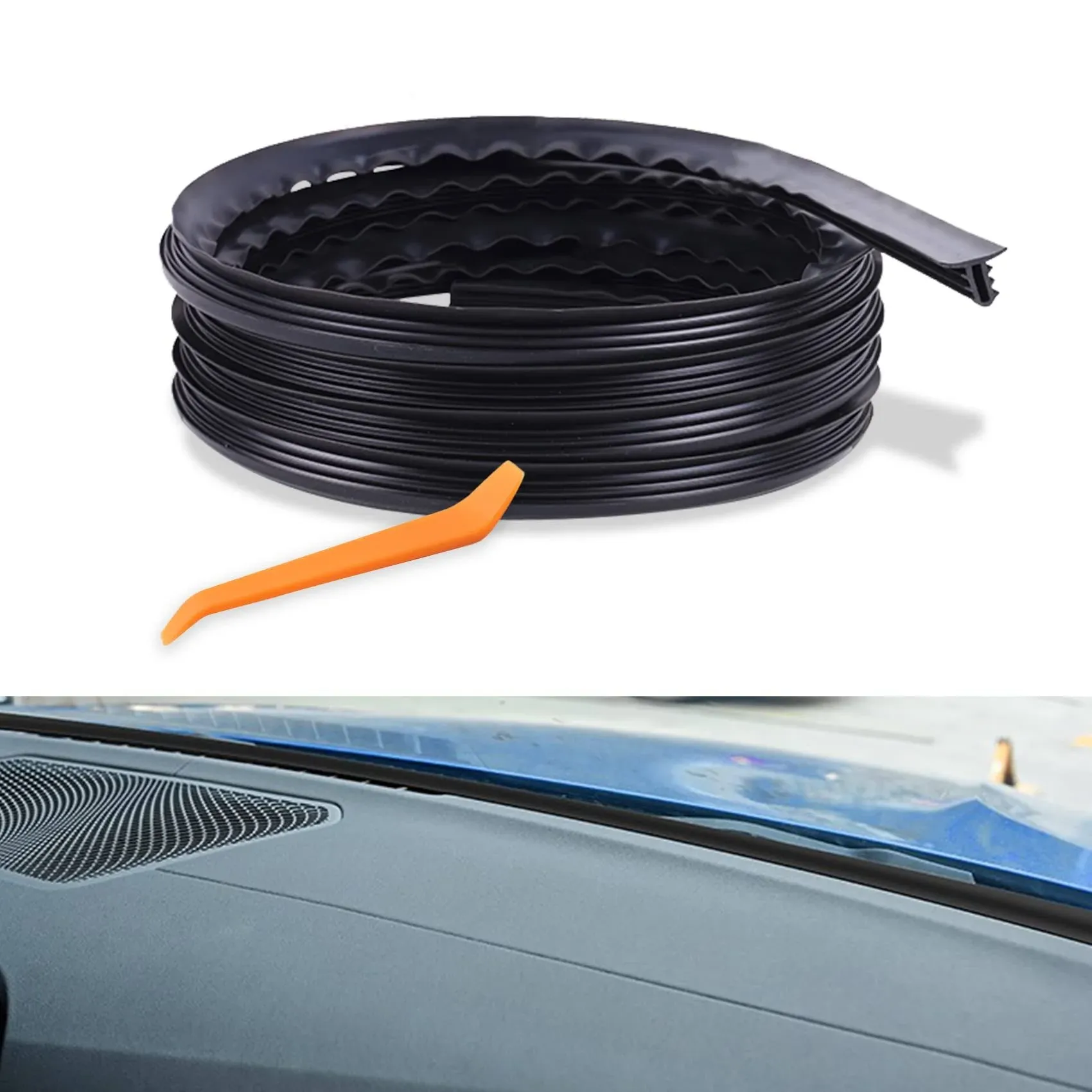 Car Dashboard Seal Strip 5.25ft/1.6m Car Rubber Seal Protector Guard Strip Car W