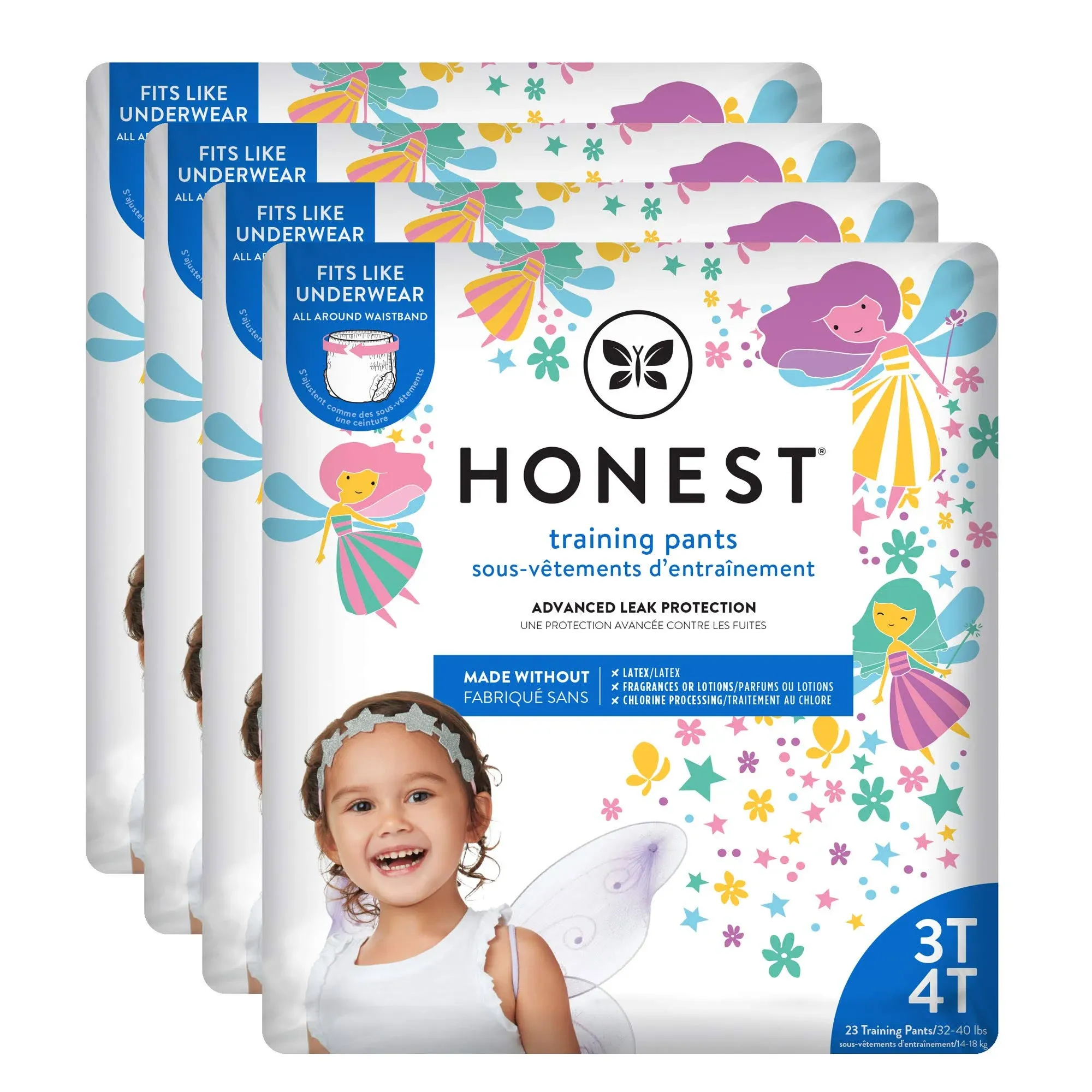 The Honest Company Toddler Training Pants, Fairies, 3t/4t, 92 Count, Eco-Friendly ...