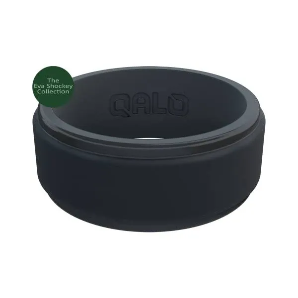 QALO Step Edge Polished Gunmetal Silicone Ring for Men