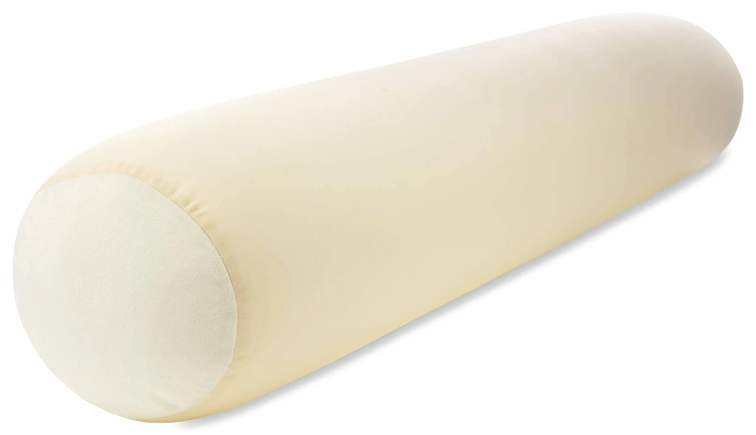 Straight Body Pillow, Full Size Premium Microbead,Side Sleeping / Maternity Pregnant Women, Supportive ,Fluffy, Breathable, Cooling, 85/15 spandex/nylon Silky Anti-Aging - 48 X 8 - Off White Creme