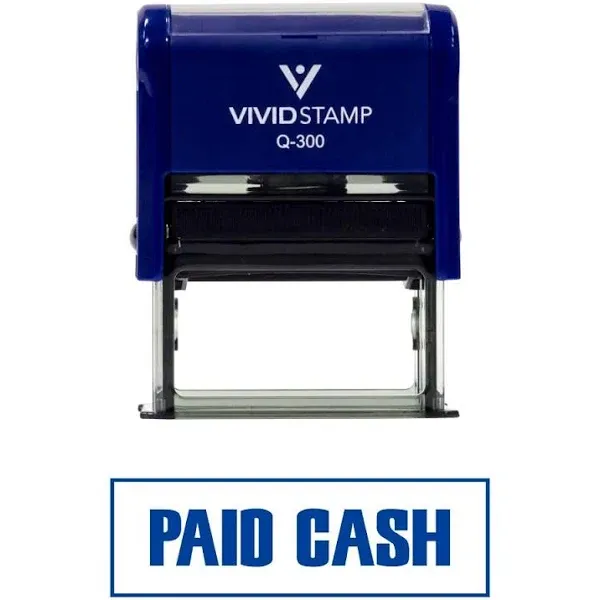 Paid Cash Self-Inking Office Rubber Stamp (Blue) - Large