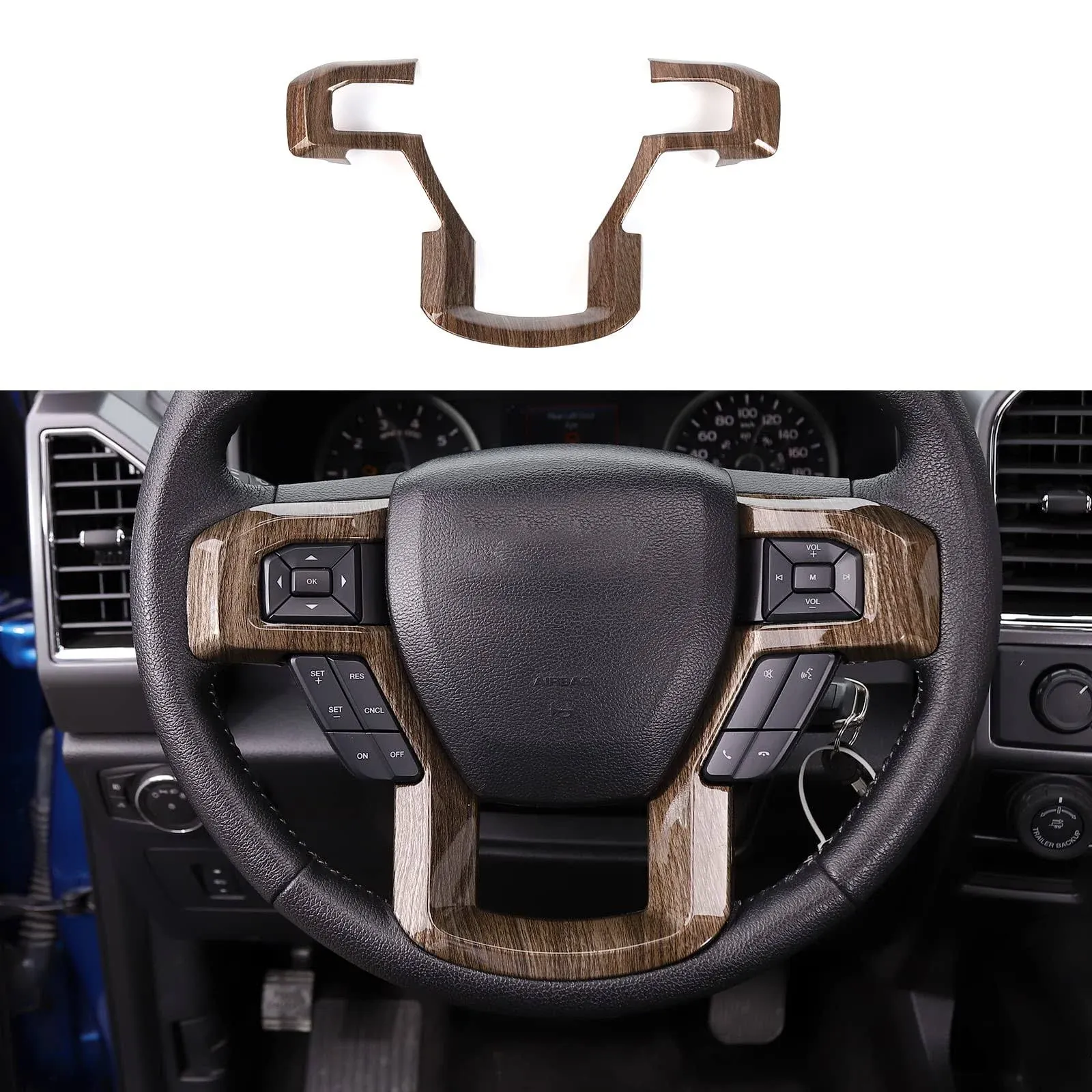 Voodonala Wood Grain Steering Wheel Decorative Trim Car Steering Wheel Cover for ...