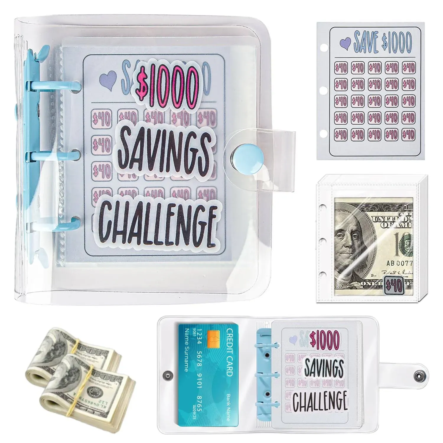 1000 Savings Challenge Binder, Prefdo Money Saving Binder, Mini Budget Binder ...