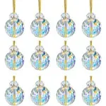 12 Pcs Crystal Glass Christmas Balls Ornaments, 0.87&#034; Mini AB Color Prism Bal...