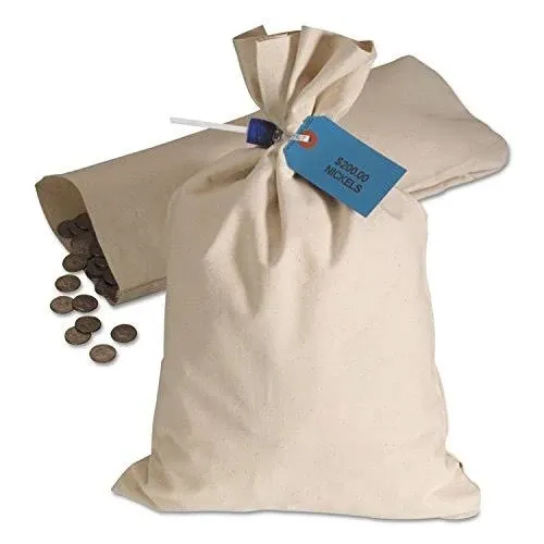 Heavyweight Cotton Duck Cloth Coin Bag 10oz Canvas 12 x 19 White