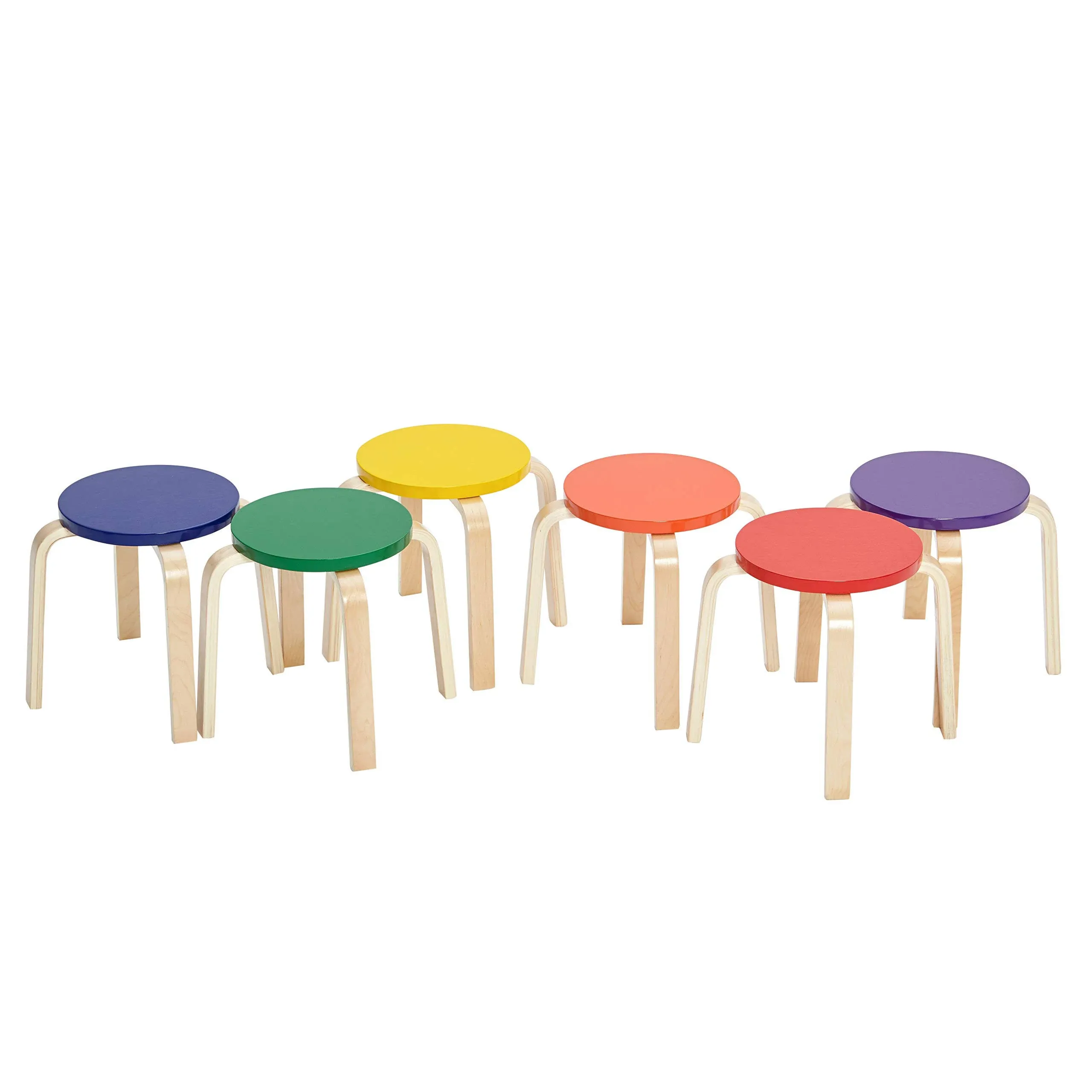 ECR4Kids Bentwood Stools, Assorted (6-Piece)