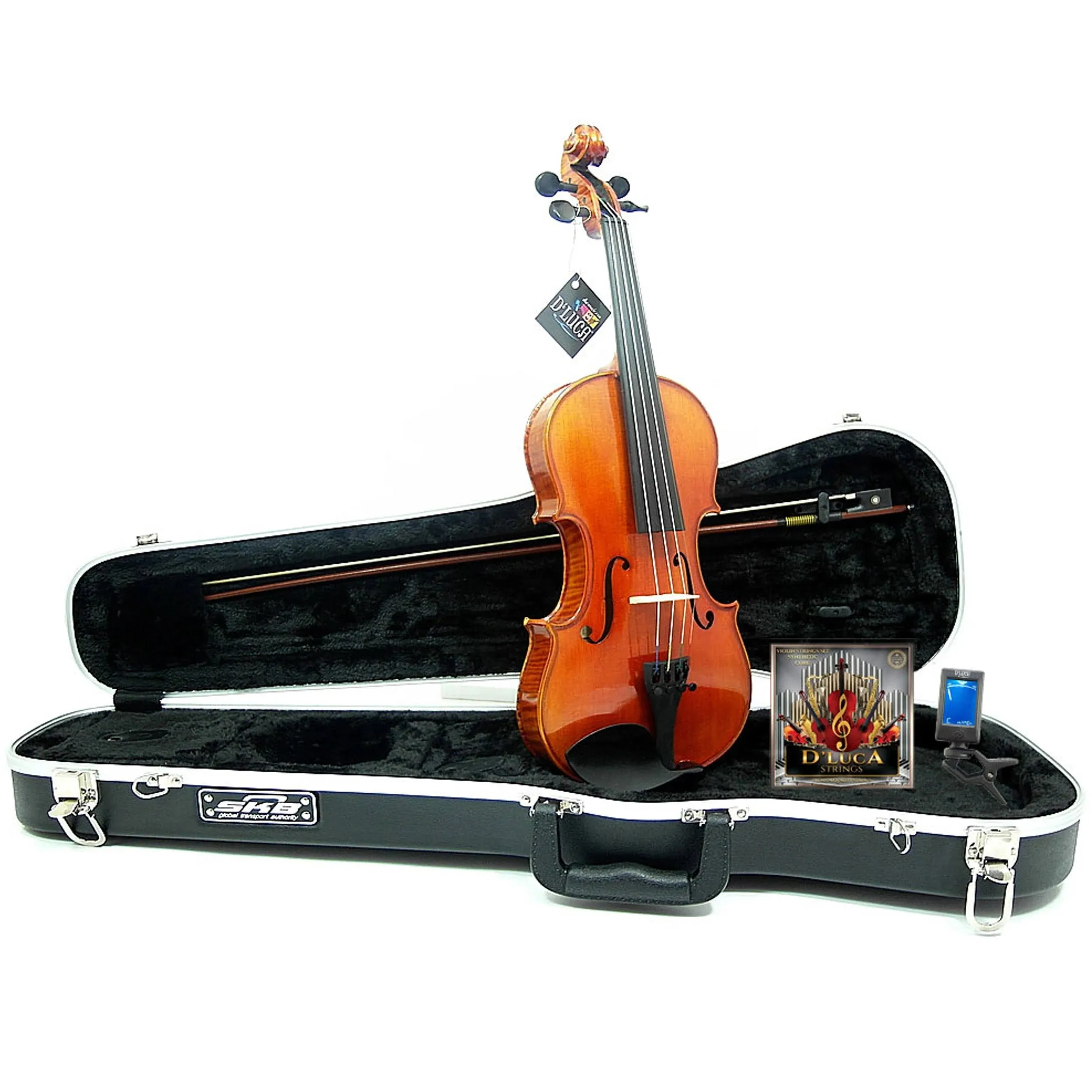 D'Luca PROJBV44 Strauss Professional Violin Outfit 4/4 with SKB Case, Strings and ...