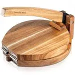 Updated 2.0 - Acacia Wood Tortilla Press Round 10" - Durable, Ergonomic & Easy to ...