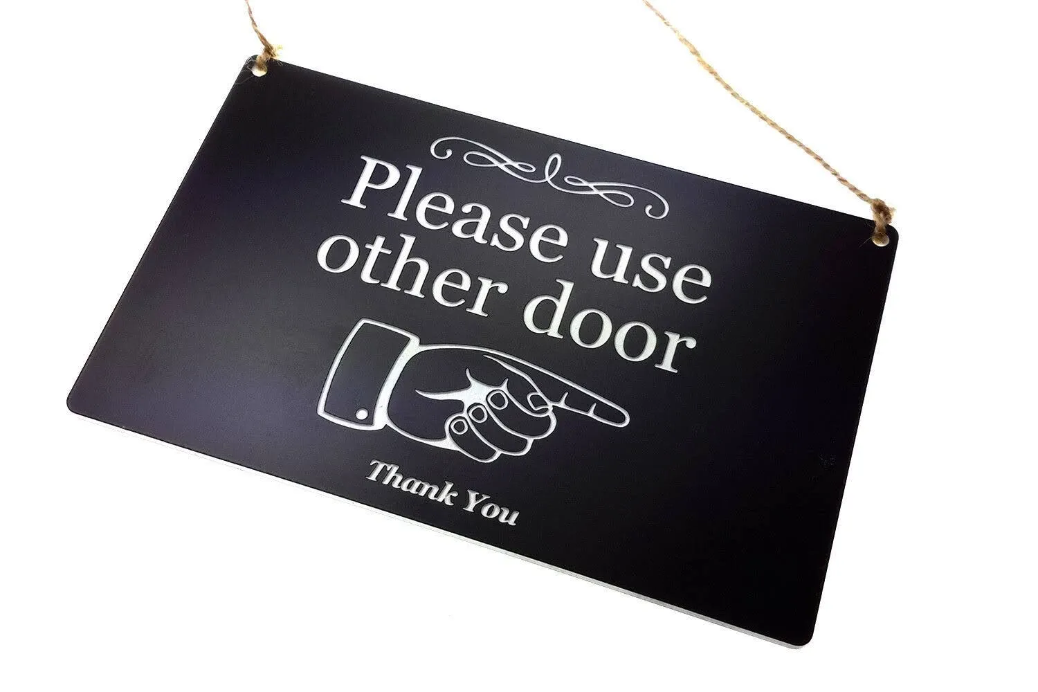 Reversible 'Please Use Other Door' Sign - Black and White, Double Sided, Arrow ...