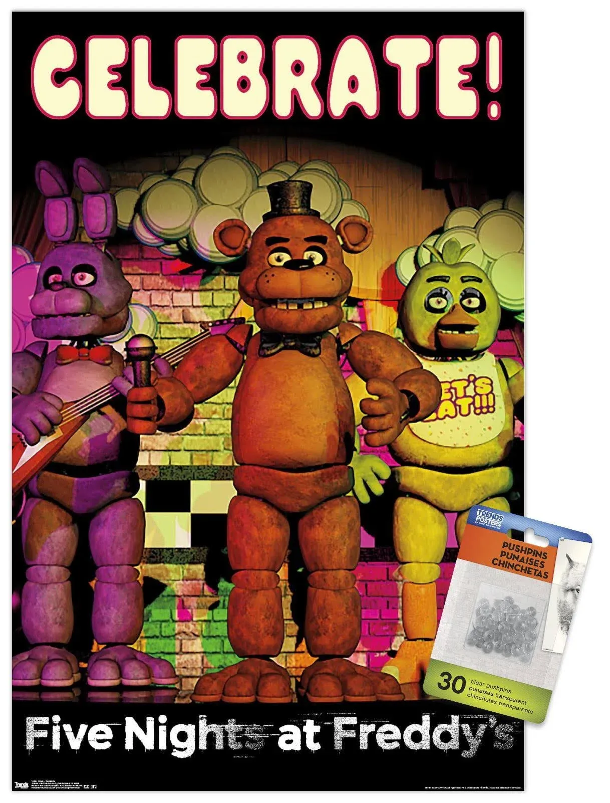 Five Nights at Freddy's - Celebrate Wall Poster with Push Pins