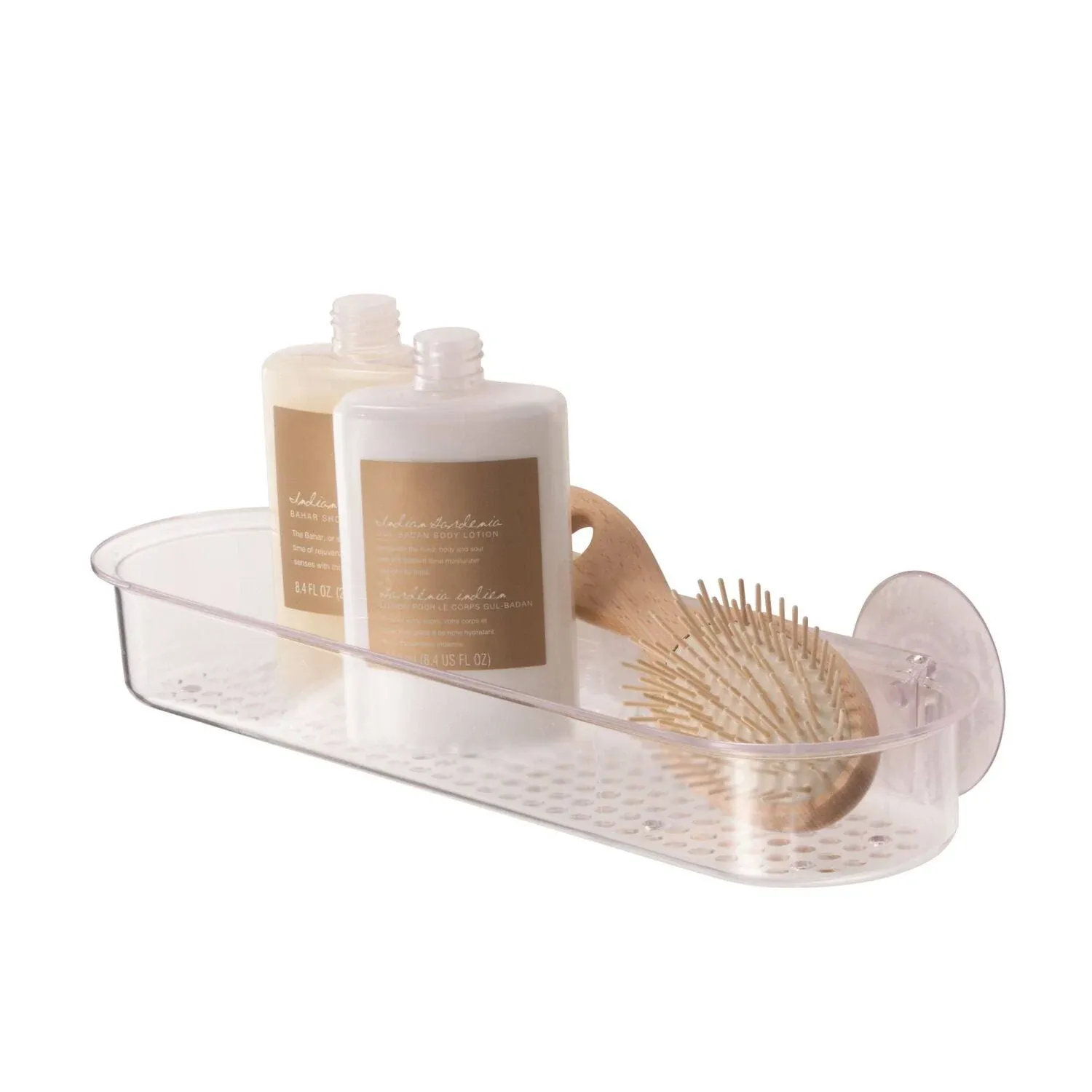 iDesign Plastic Bathroom Suction Holder, Shower Organizer Shelf Basket 