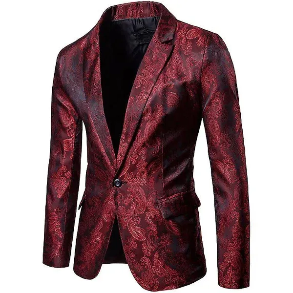 Men's Slim Fit Paisley Single Breasted Suit Jacket