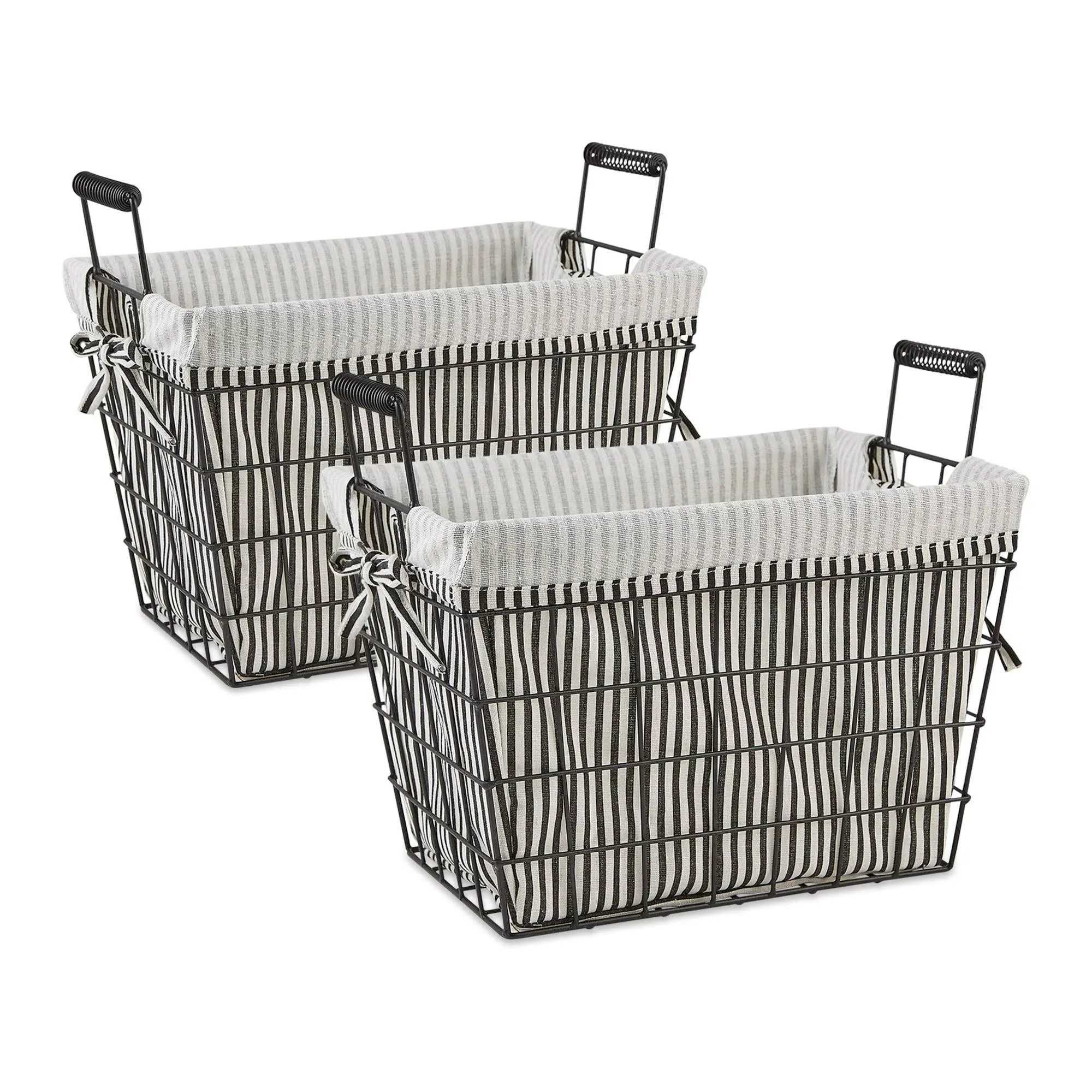 Design Imports Set of 2 Farmhouse Black Wire Basket