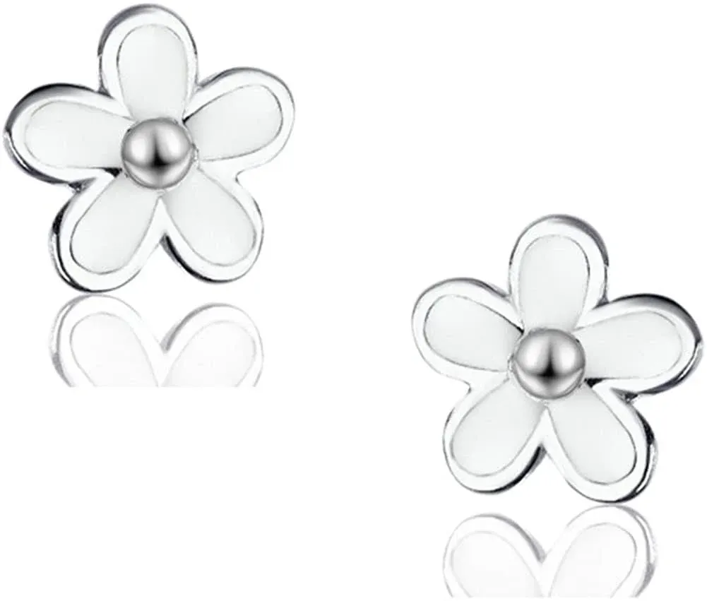 Sterling Silver Small Daisy Flower Stud Earrings for Adult Women Teen Girls - 5mm ...