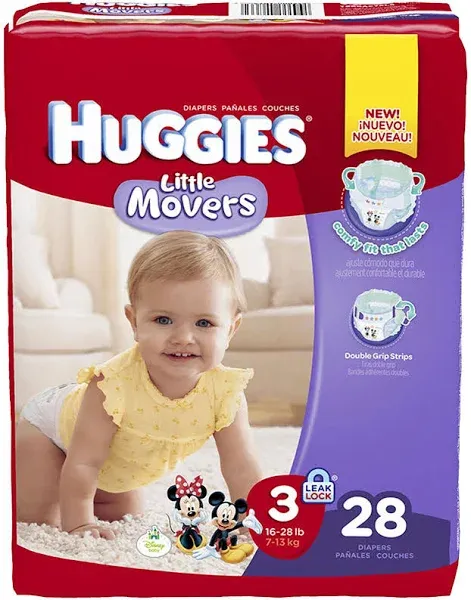 Huggies Little Movers Diapers, Size 3 (16-28 lb), Disney Baby