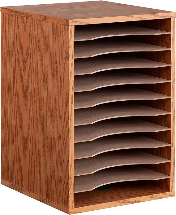 Safco Wood Vertical Desktop Sorter - Medium Oak