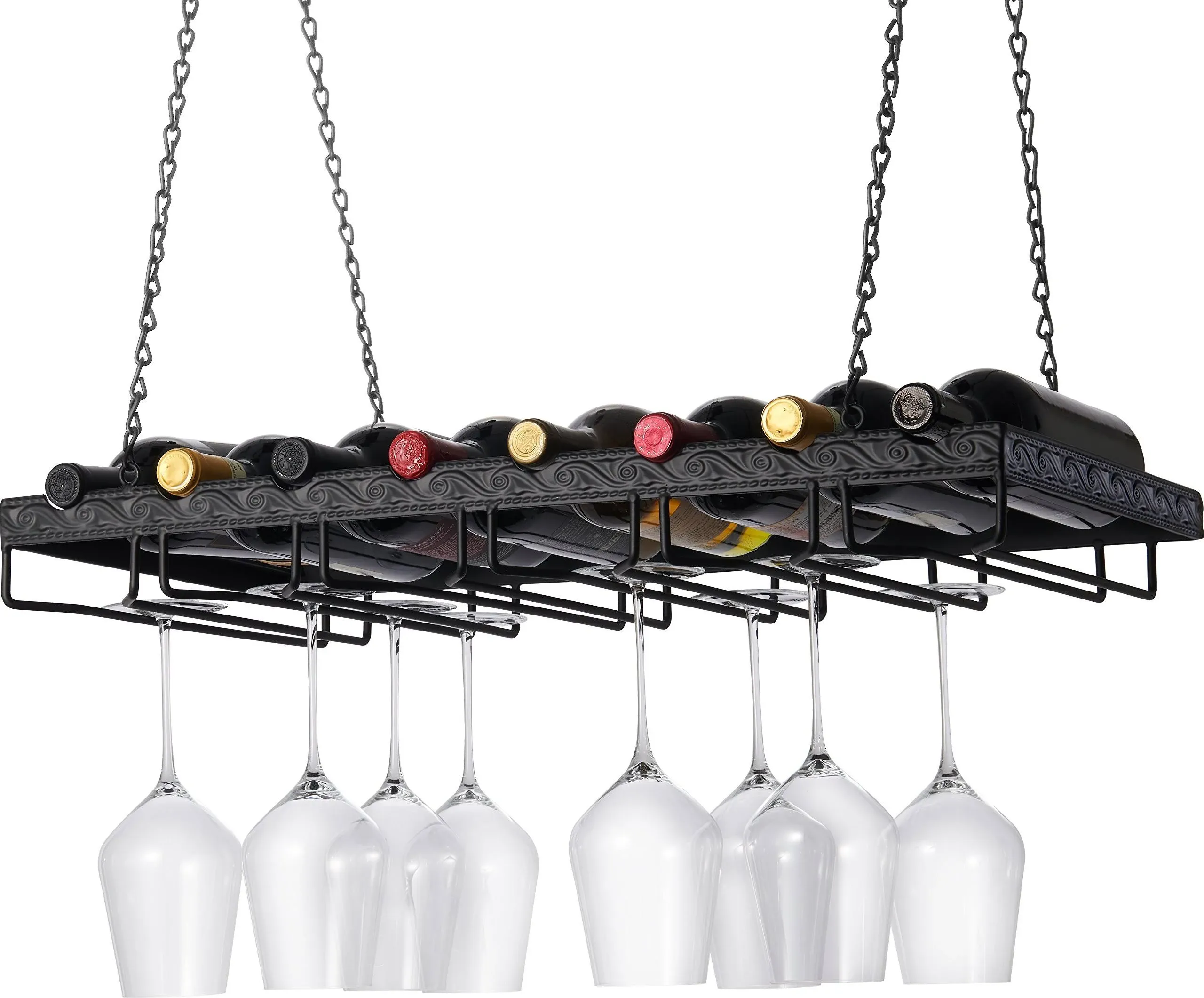 Wine Enthusiast Metal Hanging Glass Rack 26x.75x2.75 inches, Grey 