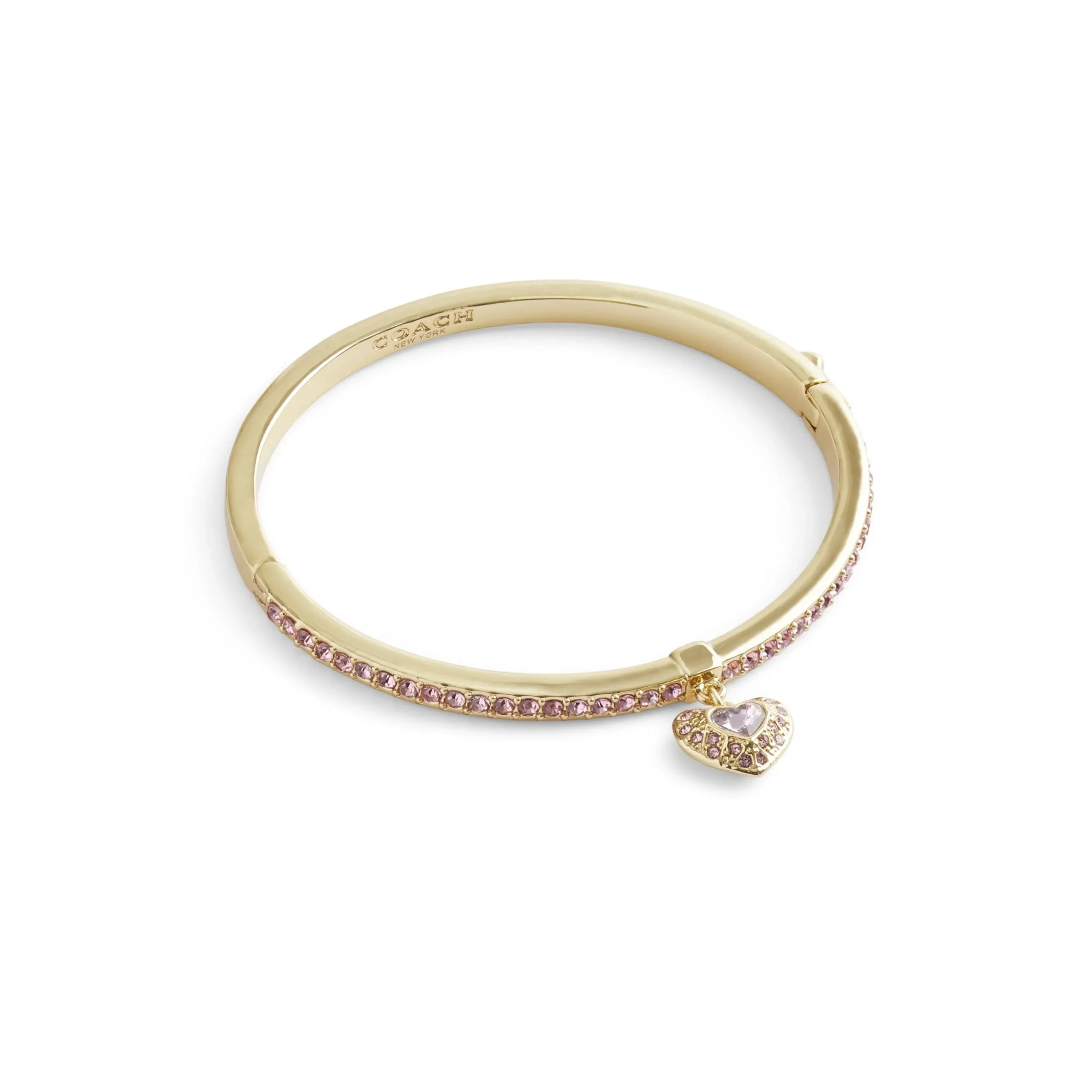 Coach Faux Stone Heart Charm Bangle Bracelet - Blush, Gold