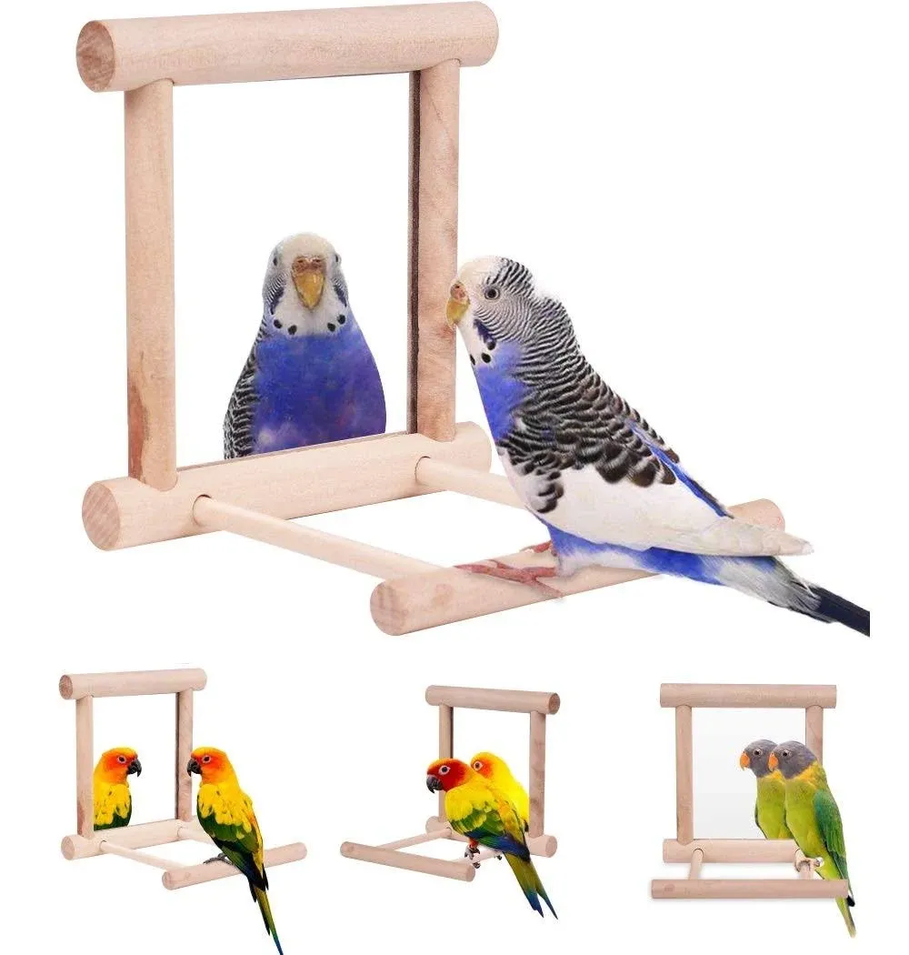 HAPPTYTOY Bird Toy for Parrot Parakeets Conures Cockatiels Cage Swing Wooden Fun ...