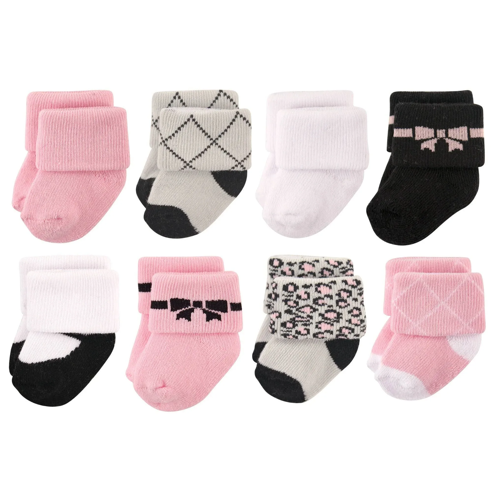 Hudson Baby Cotton Rich Newborn and Terry Socks Bows / 0-6 Months