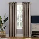 Sun Zero Oslo Theater Grade Extreme Total Blackout Rod Pocket Curtain Panel, 52" x 84", Stone