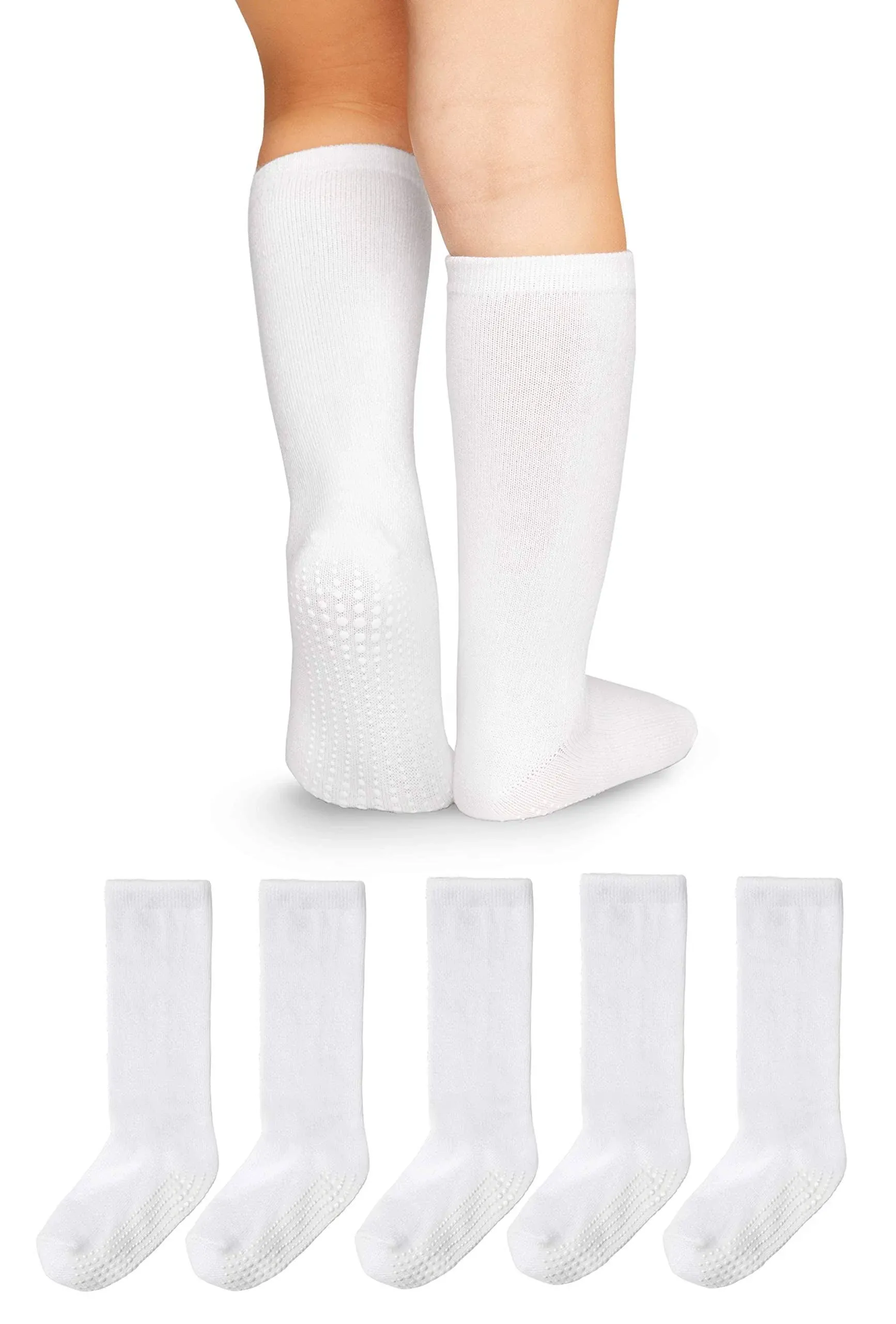 La Active Knee High Grip Socks 5 Pairs - Baby Toddler Non Slip/Skid Cotton