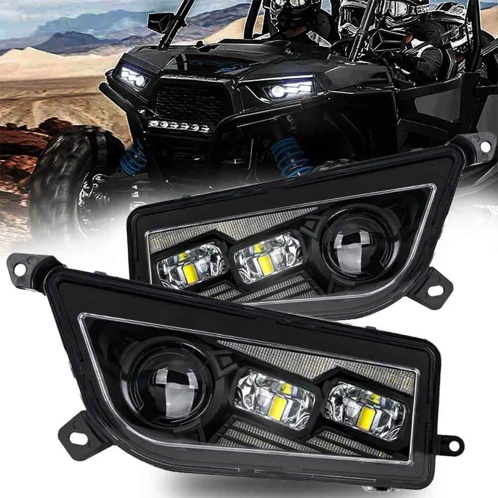 AUDEXEN 210W RZR LED Headlight Dot Approved High Low Beam Turn Signals and DRL ...