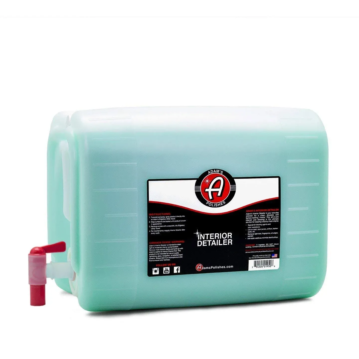 Adam's Interior Detailer (5 Gallon) - Total Car Interior Cleaner, Protectant ...