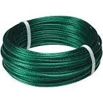 100 Feet Clothesline Outdoor Heavy Duty Galvanized Wire Steel Cable Green PVC...