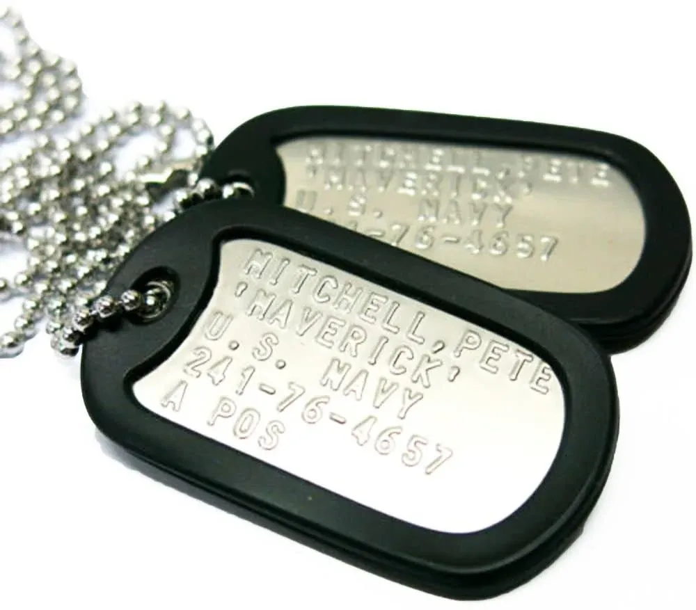 ARMYU Pete Maverick Dog Tag Top Gun Movie Halloween Costume Necklace Set