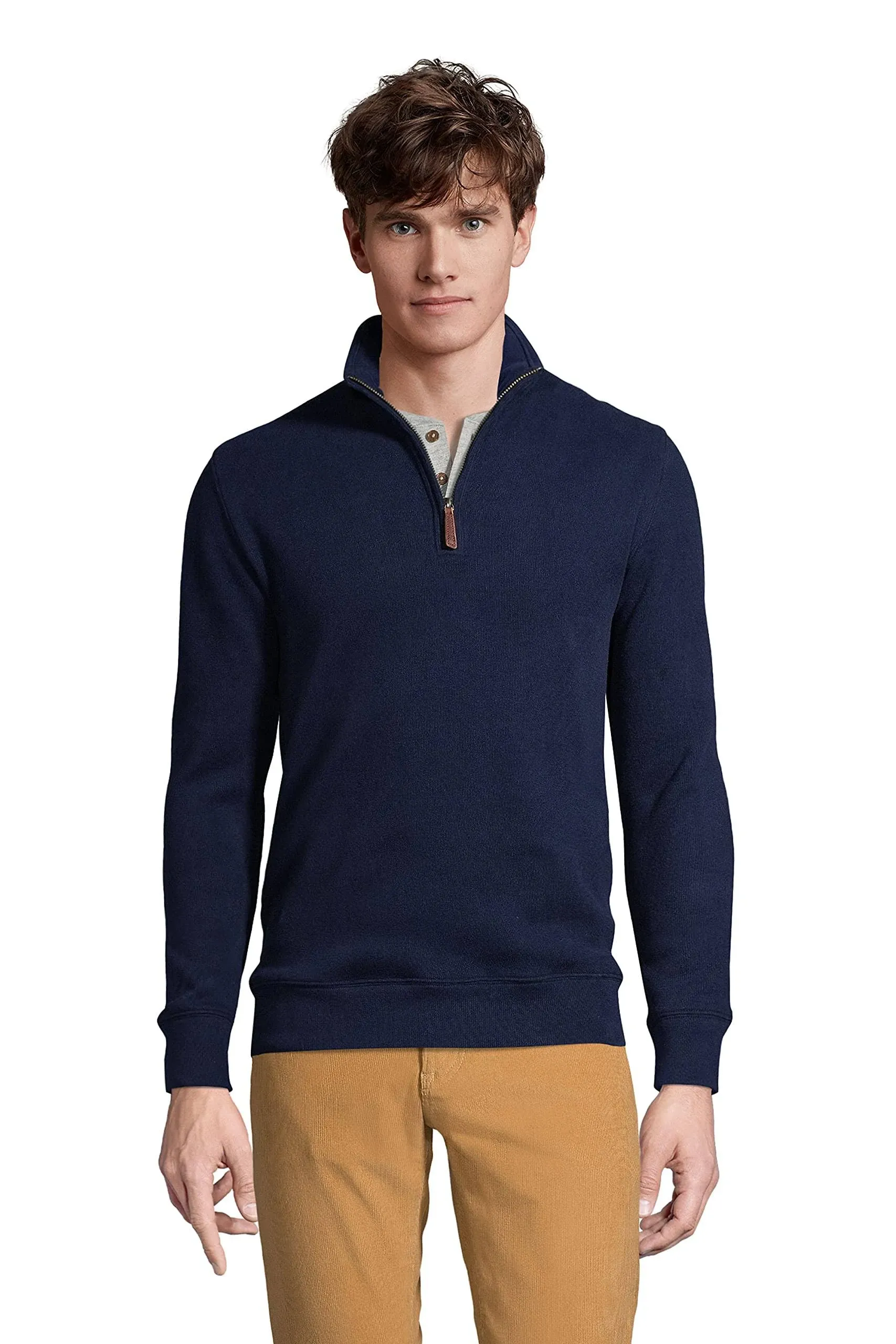 Lands' End Men's Bedford Rib Quarter Zip Sweater