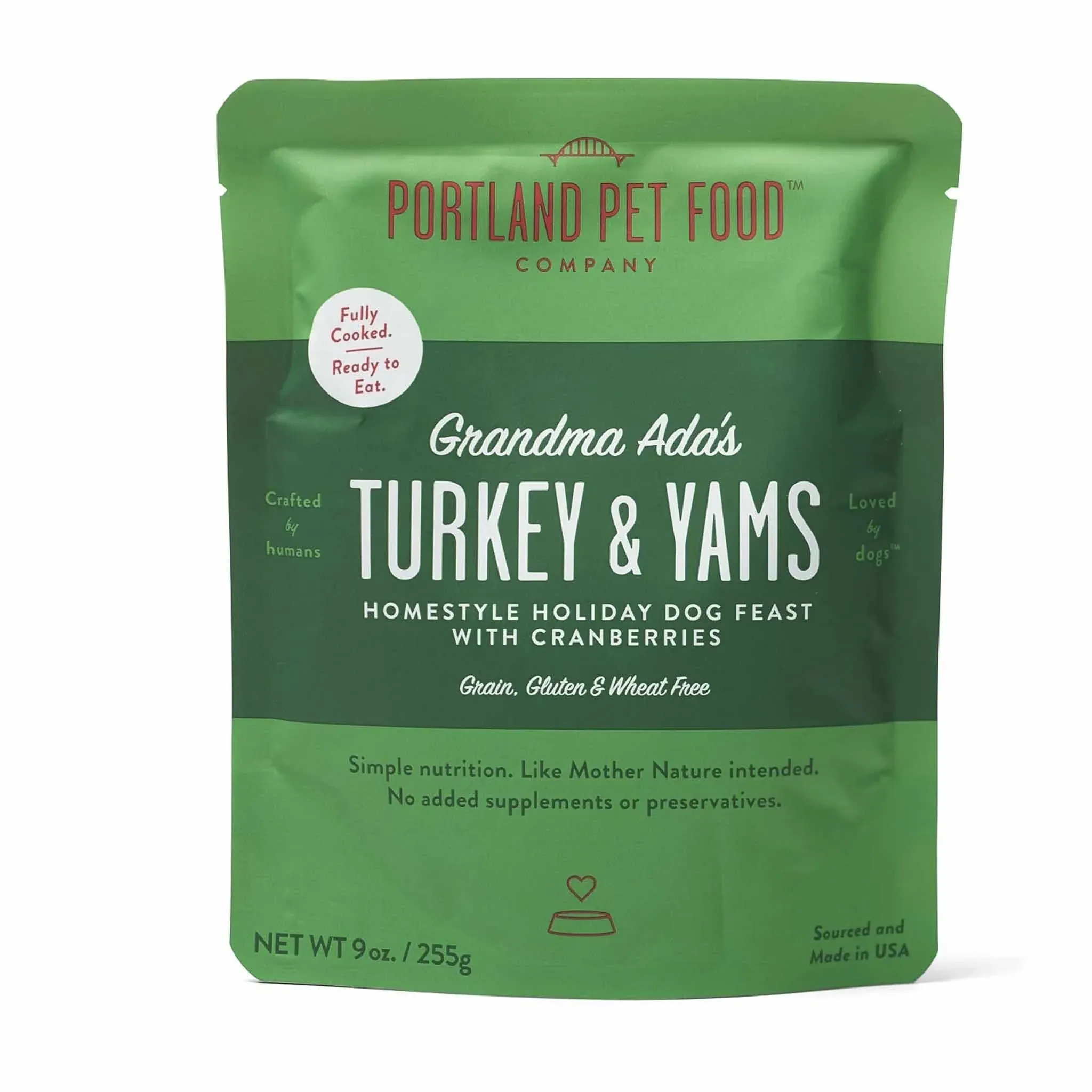 9 oz Portland Pet Food Company Grandma Ada's Turkey & Yams Homestyle Holiday Dog Feast with Cranberries Dog Food