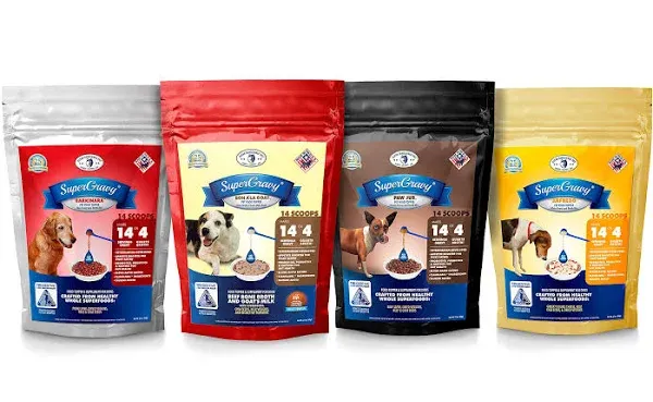 Clear Conscience Pet SuperGravy The Ultimate Gravy Four-Pack - Natural Dog Food Gravy Topper - Hydration Broth Food Mix - Human Grade 14 Scoop Bags, 5