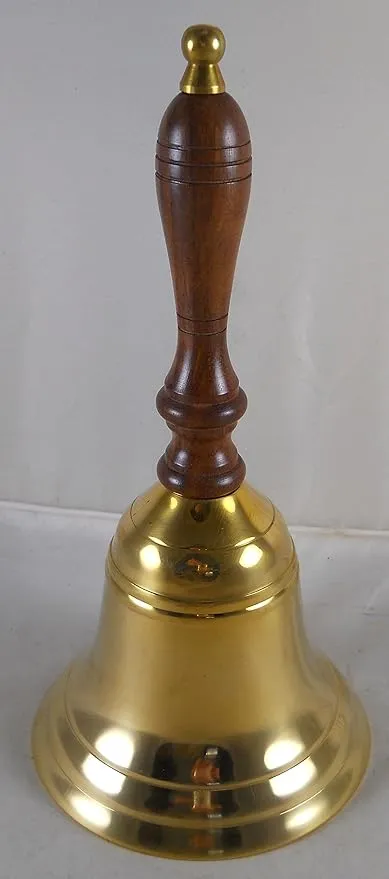 Solid Brass School Bell with Wood Handle