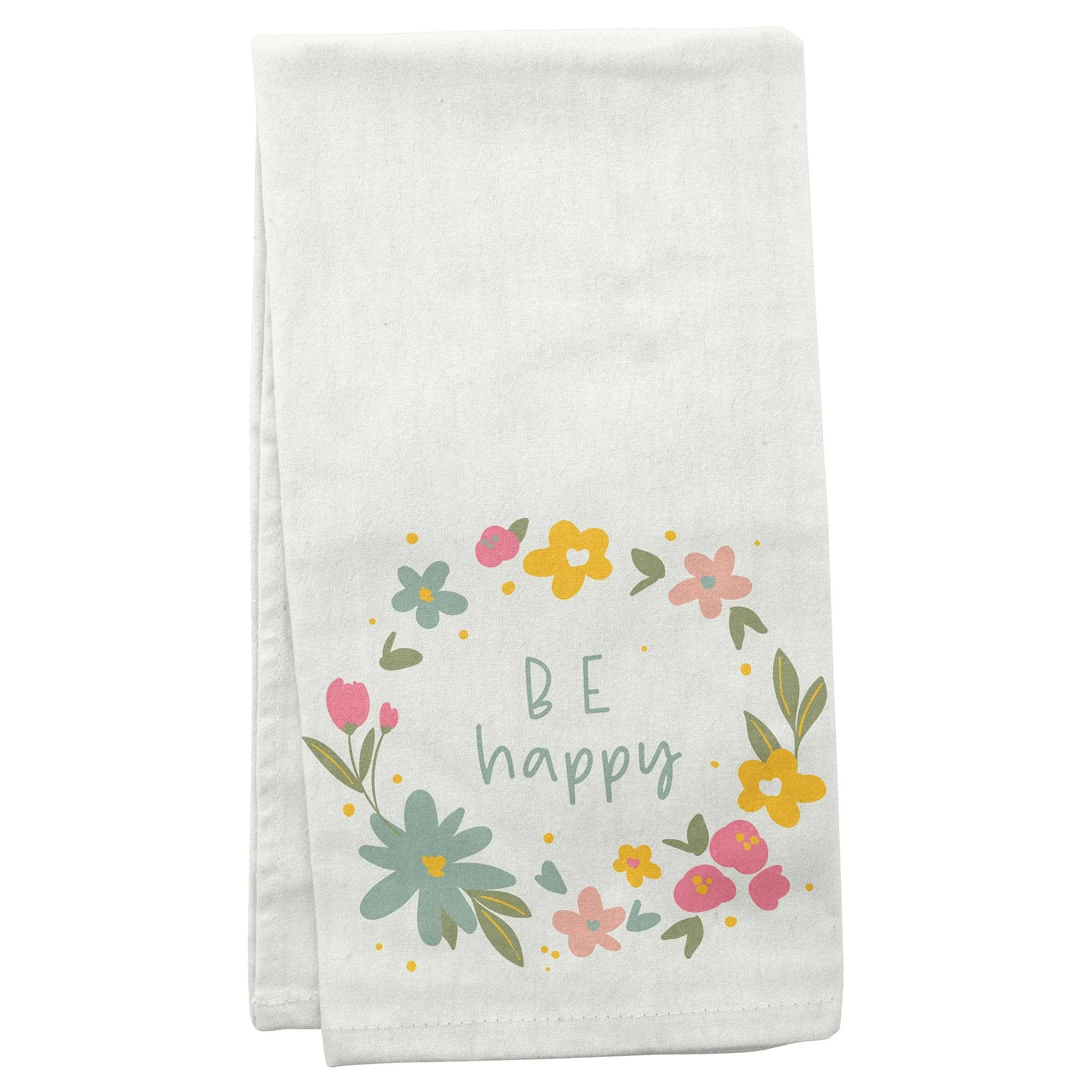 Karma Gifts Be Happy Flora Tea Towel