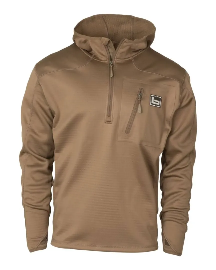 Banded Hooded Mid-Layer Fleece Pullover in Marsh Brown | Size: Large