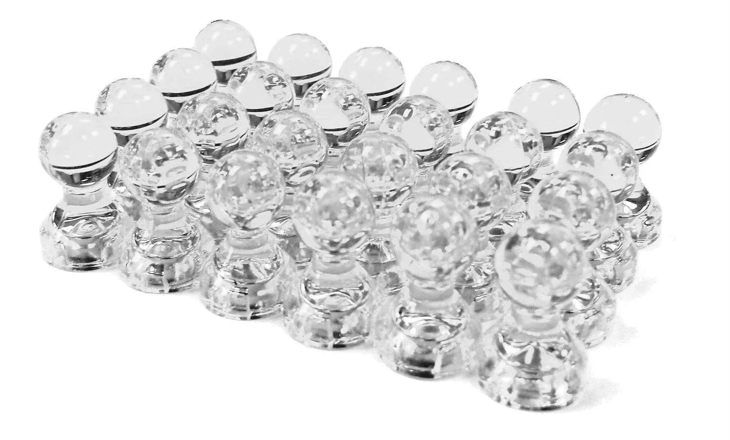 24 Clear Magnetic Push Pins - Perfect Magnets for Fridge, Calendars, Whiteboards