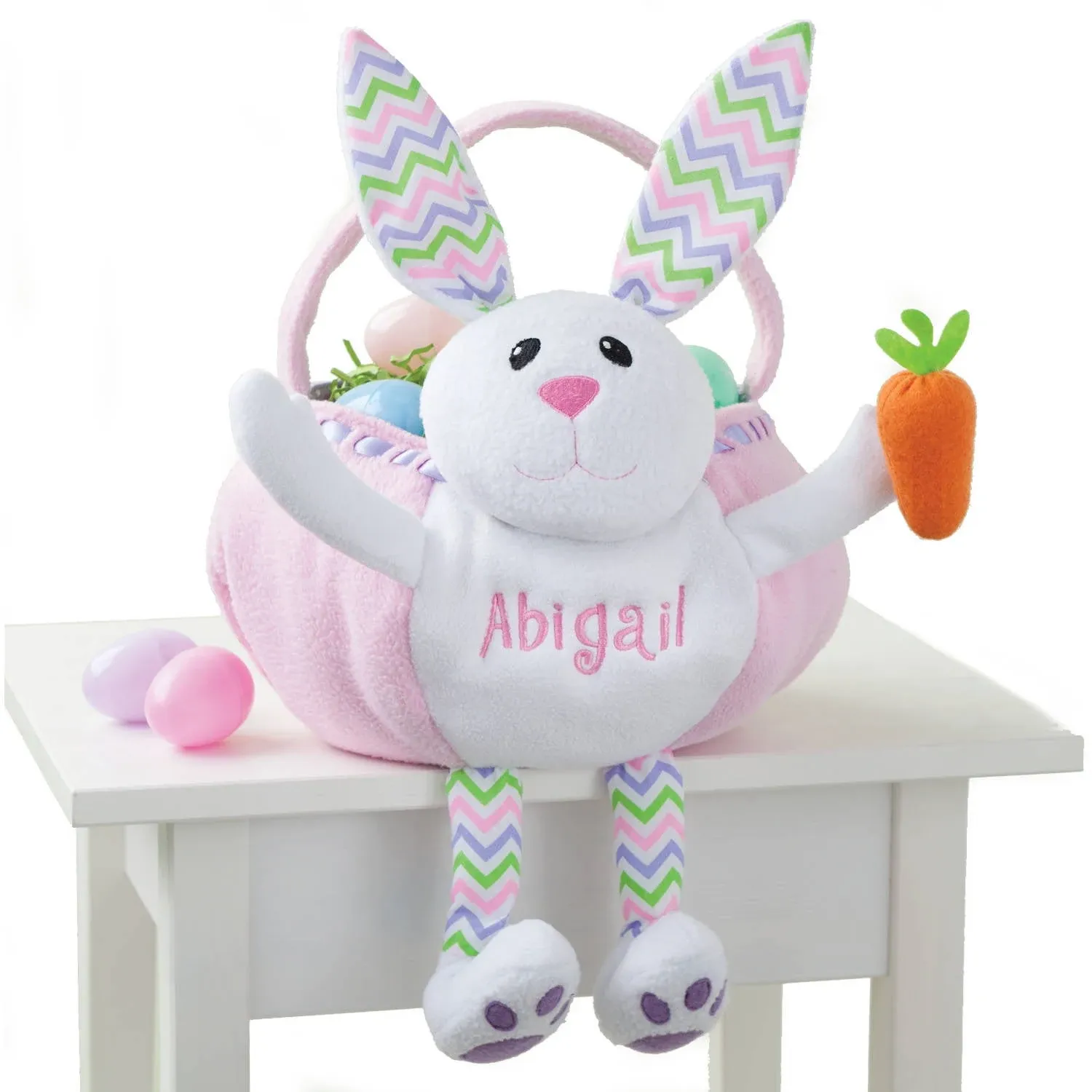 Personalized Bunny Easter Basket Pink