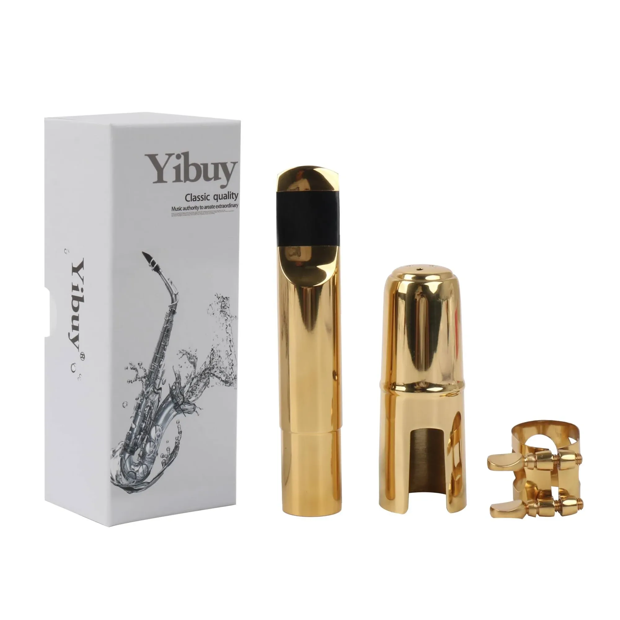 Yibuy B-flat Tenor Saxophone Mouthpiece with Cap and Ligature