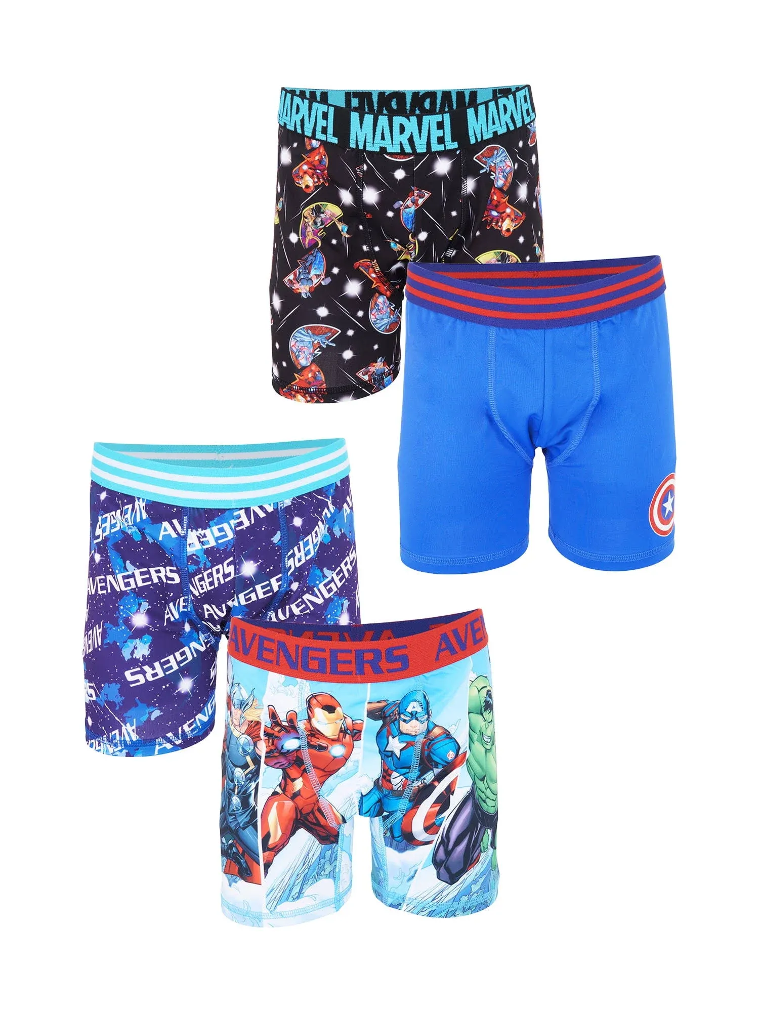 The Avengers Boys Underwear  4 Pack Athletic Boxer Briefs Sizes 4-8