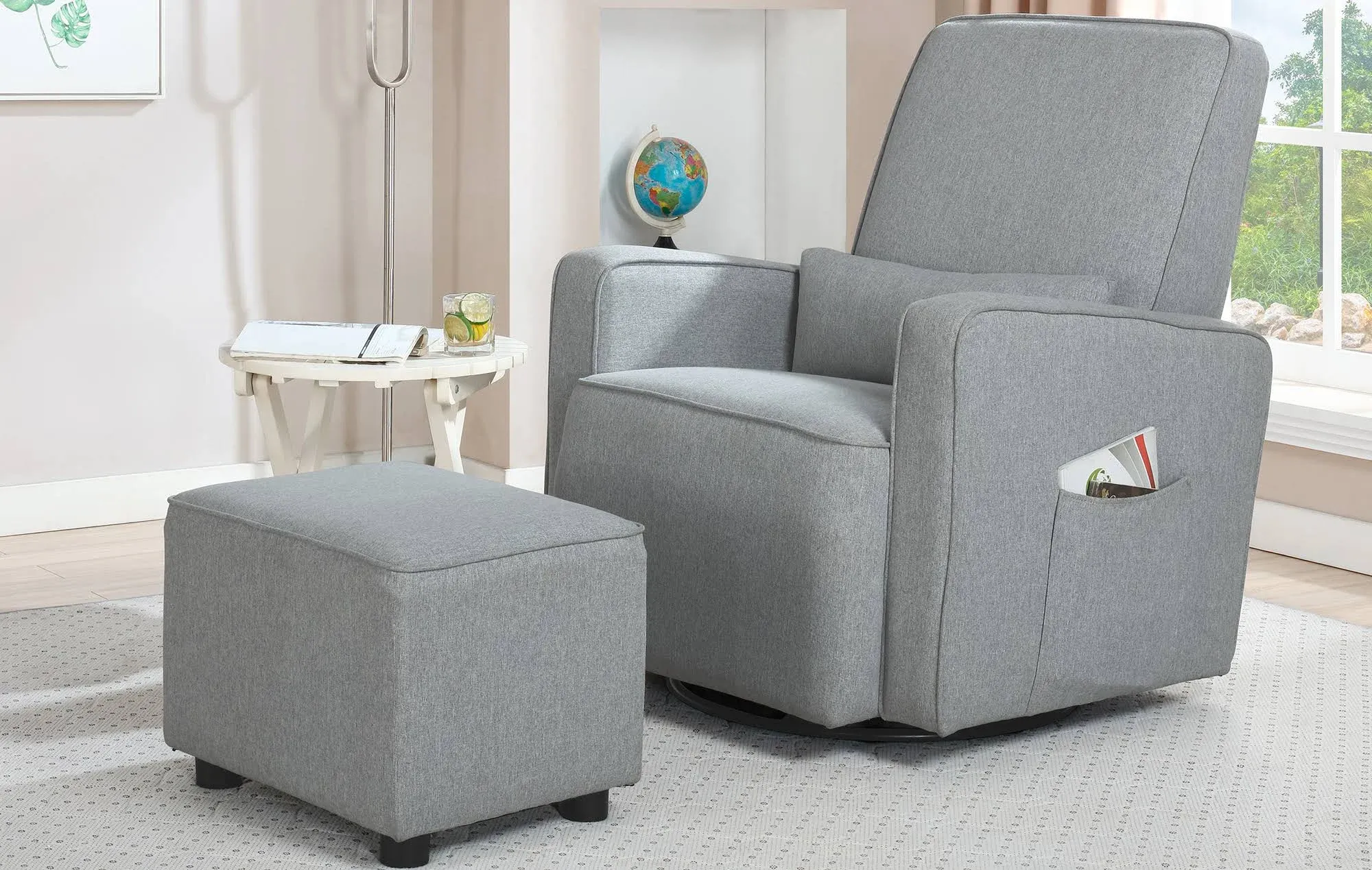 Evolur Holland Upholstered Swivel Glider Harbor