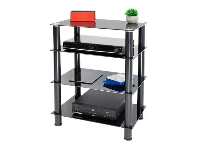 Mount-It! Tempered Glass 4-Tier Media Stand Black (MI-8670)